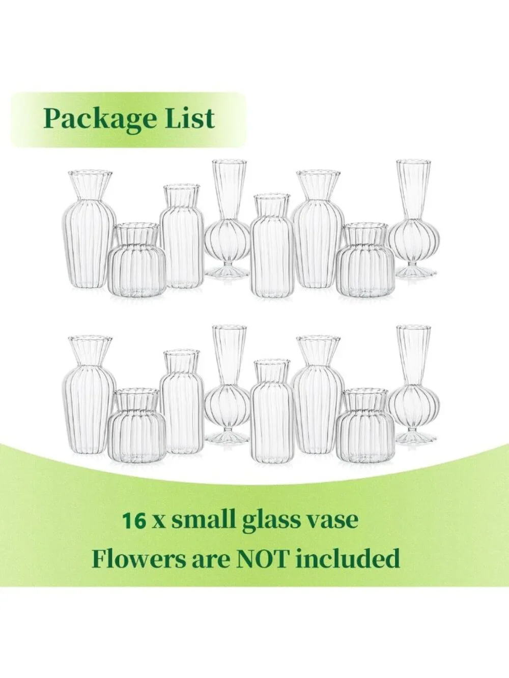 Set of 16 Mini Clear Glass Bud Vases for Wedding & Home Decor, Cute Centerpieces